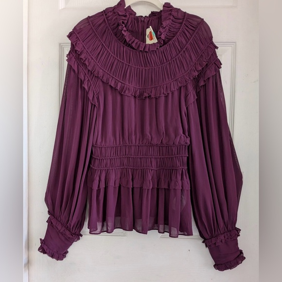FARM RIO Burgundy Ruffled Blouse - Picture 6 of 16